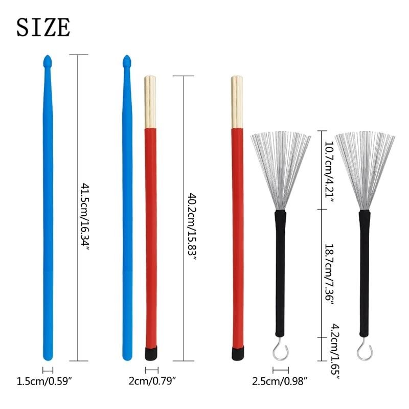 Drum Set Drum Accessories Stick Drum Brushes Stick Set 1 Pair Drum Wire Brushes Drum Sets Brush and 1 Pair Rods