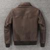 Flight Suit A2 Soft Genuine Cow Men Leather Jacket Brown Aviator Bomber Jackets Man Coat Spring Autumn