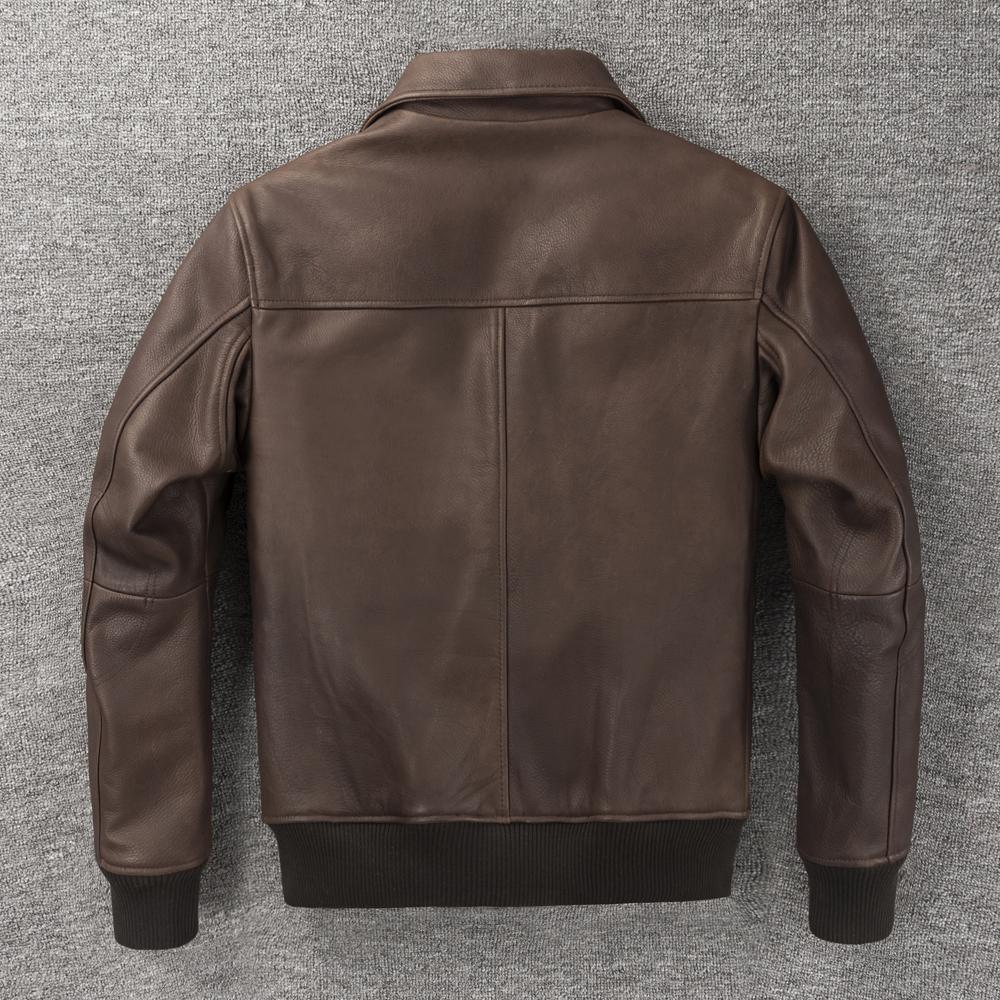 Flight Suit A2 Soft Genuine Cow Men Leather Jacket Brown Aviator Bomber Jackets Man Coat Spring Autumn