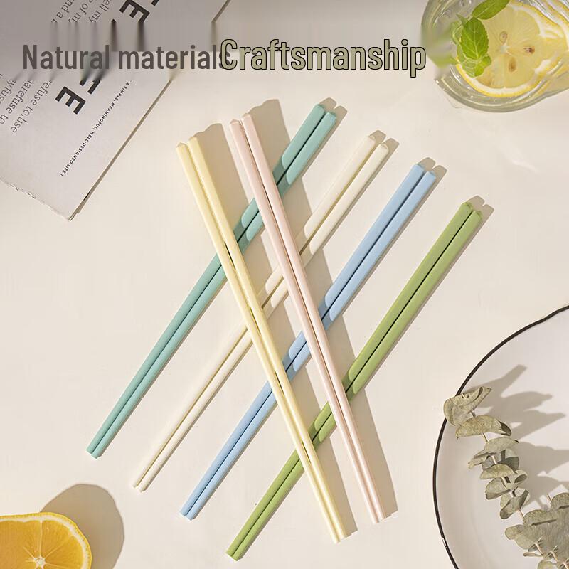 ZISIZ Food-Grade Anti-Bacterial Macaron Wooden Chopsticks (10 Pairs)