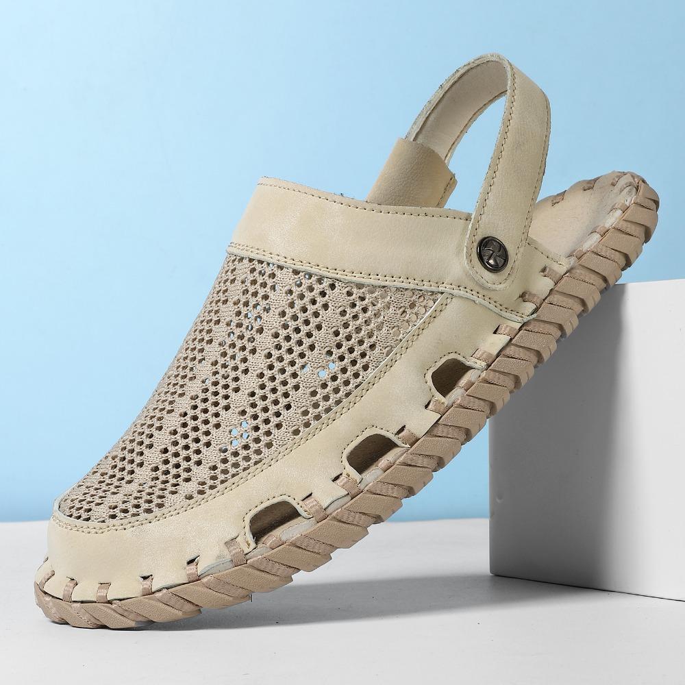 Men Sandals Outdoor Beach Slippers Fashion Korean Style Genuine Leather Shoes