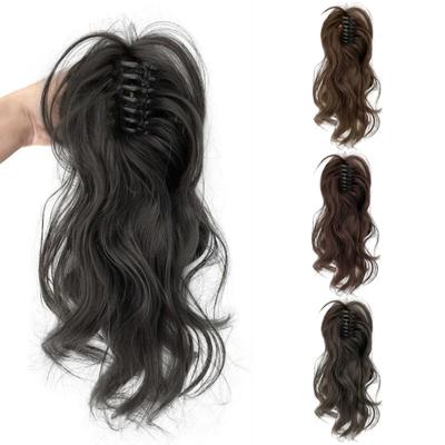 Lockiges Pferdeschwanz-Verlängerungs-Haarteil für Frauen mit Krallenclip, flauschige natürliche Hochtemperaturfaser, unordentlicher hoher Pferdeschwanz, lange gewellte Perücke, Kunsthaar