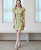 Opening Sunshine Strap Belt Satin Mini Skirt Jacquard Olive