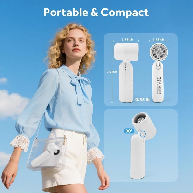 Portable Turbo Fan 3 In 1 High Speed Handheld Fan With Stepless Speed 1 100 Adjustable Rechargeable 90 Foldable Digital Display