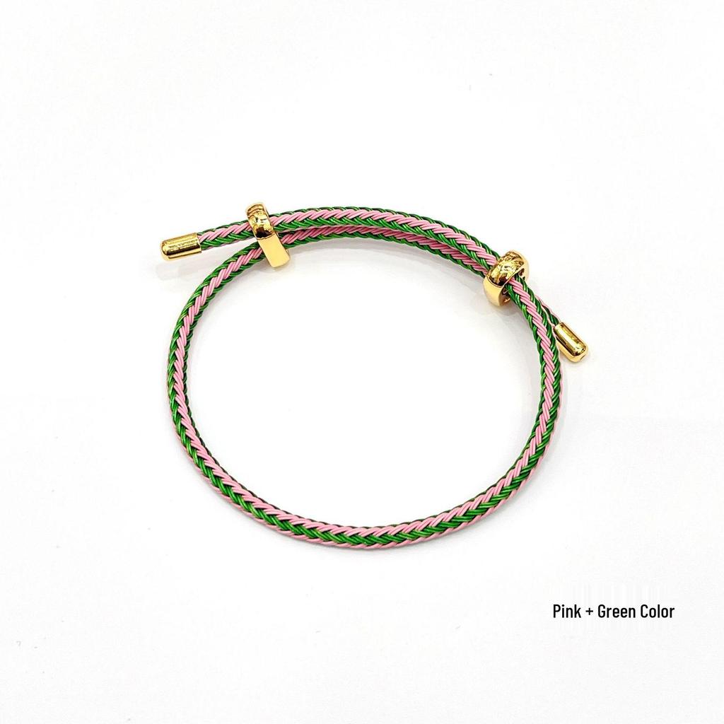 3mm Adjustable Steel Hand Rope Bracelet with Figure-Eight Buckle, Hard Gold Lucky Pixiu Beads, Red Rope Zodiac Design
