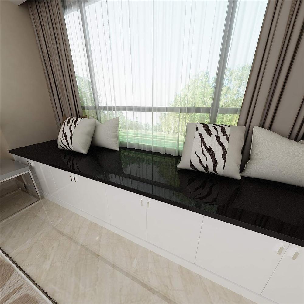 Lesklá černá vinylová tapeta na stěny ve voděodolných samolepkách na zeď do koupelny, na stůl, do kuchyně, lepicí samolepka na nábytek, dekor