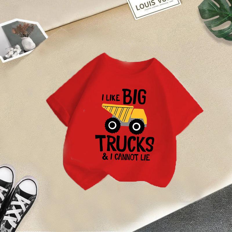 2025 Children Cute Excavator T-Shirt Combination Cartoons Bulldozer Tee Shirts Kawaii Kid Casual Clothes Girl Boy Harajuku Tops