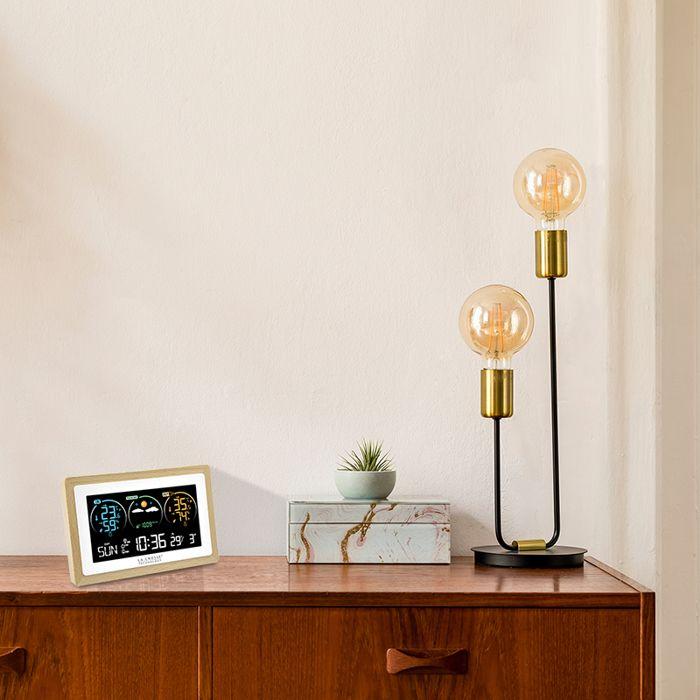 Station météo - la crosse technology - ws6283w-mac - écran coloré - contour bois - intérieur