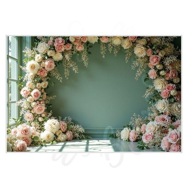 Birthday, Wedding and Engagement Party Backdrop Fabric, Luxurious Curtains, Gauze Drapes, Flowers, Photo Backdrop Fabric