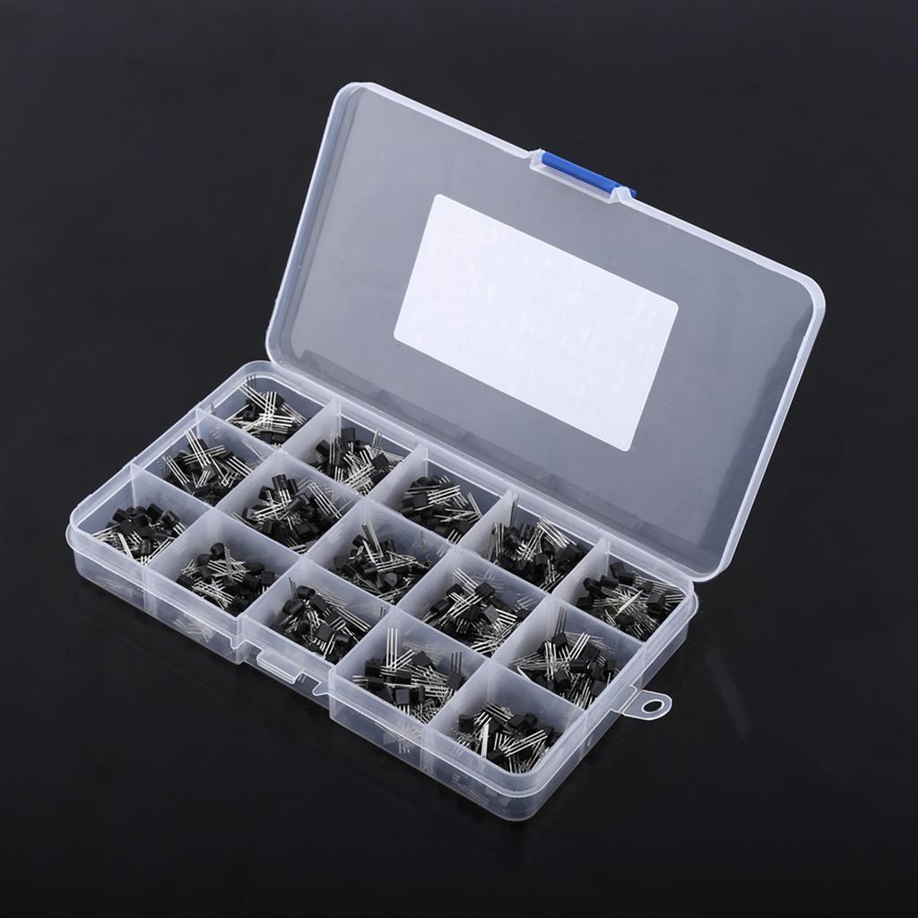 600 buc. 15 tipuri de tranzistori mixte TO‑92 Kit cutie asortiment de tranzistori