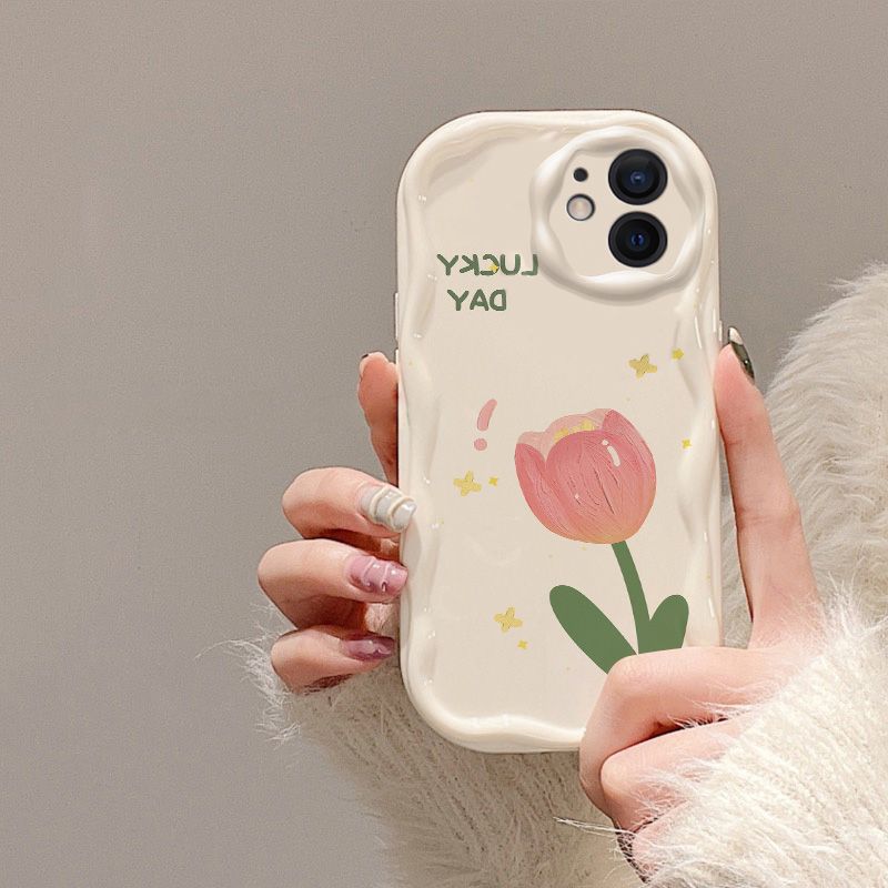 Lucky Tulip for iPhone17promax Mobile Phone Case Apple 16 Cream Wave 14/13 Soft Case 12