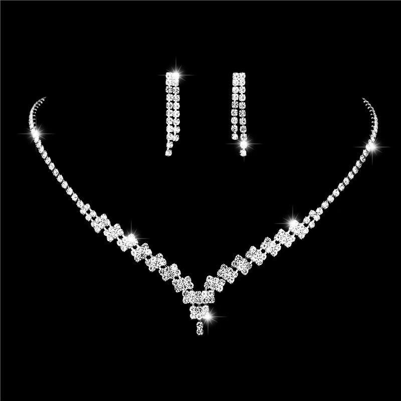 

Exquisite Rhinestone Wedding & Evening Jewelry Set: Versatile Necklace & Earring Accessories for Brides