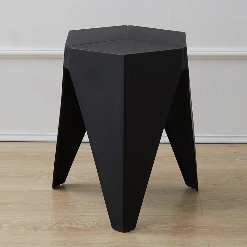 Ins Creative Modern Shoe Replacement Bench Footstool Non Slip Thick Plastic Small Stool Low Geometric Furniture Home