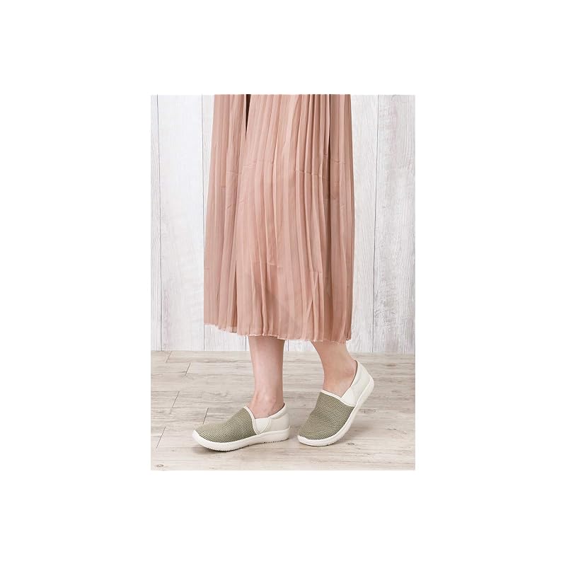 Pansy PS1416 Pansy Hearts Slip-on Shoes for Women, 4E Width, Antibacterial and Deodorizing, 24.5cm, Gray