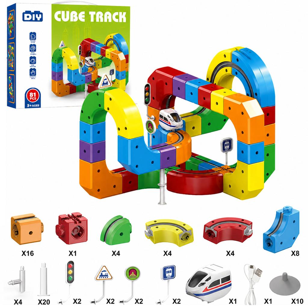 Electric modular train track construction anti-gravity train 81pcs