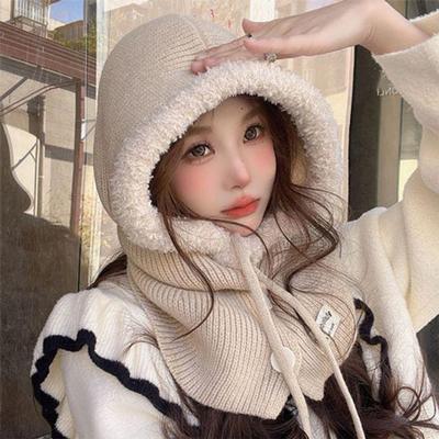 Boggle Edge Button Balaclava Knit Winter Beanie Hat