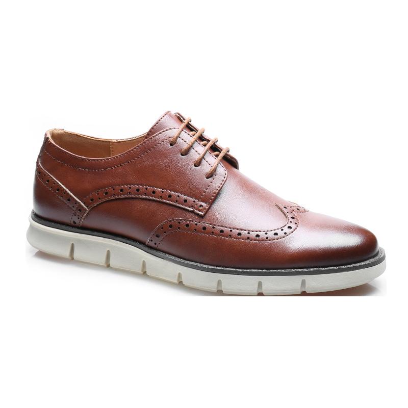 

New business men s shoes British style Brock carved casual leather shoes handsome versatile order 45 коричневий