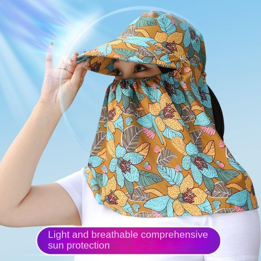 Wide Brim Tea Picking Cap Anti-UV Sunscreen Hat Fashion Women's Ponytail Hat  Outdoor