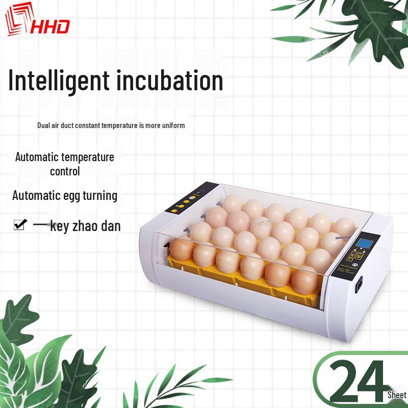 HHD Mini Automatic Egg Incubator with Temperature Control for Chicken, Duck, Goose, and Quail - 24 Capacity