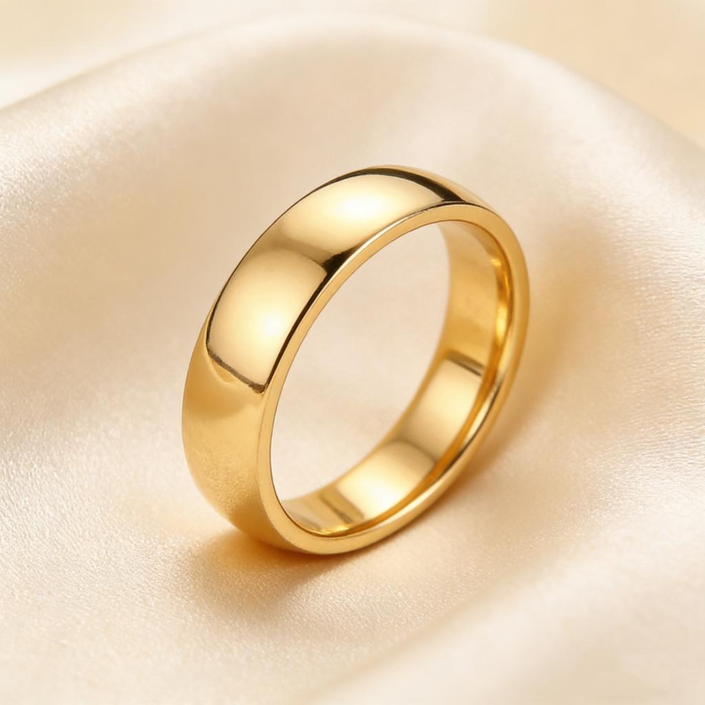 Gold Color Wedding Band Engagement Stainless Steel Ring for Women Men US Sizes 4 5 6 7 8 9 10 11 12 13 14 15