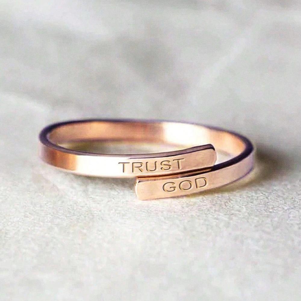 

Elegant Vintage TRUST GOD Adjustable Two-Layer Stainless Steel Ring Daily & Gift Occasion, All-Season for Women and MenJewelry resizable
