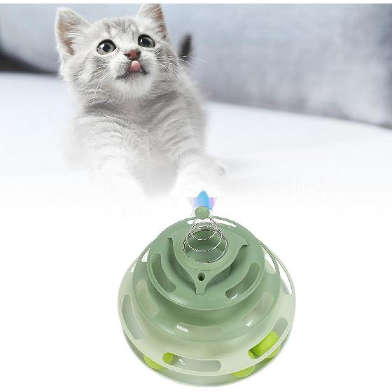 Cat Toy Ball Track, Cat Ball Tower Cat Tower for Indoor Cats Catnip Balls 4 Level Turntable Kitten Roller Toy Cat Circle Track Toy Cat Roller Toy for