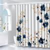 1Pc Blue Floral Pattern Shower Curtain With Hook, Shower Curtain, Bathroom Partition, Bathroom Accessories, Home Decoration