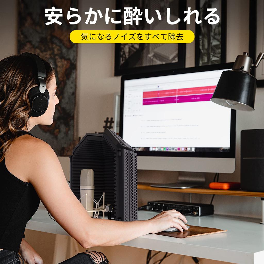 XTUGA Reflexionsmikrofon Schallschutz Faltbares Material für Gesangsaufnahme und Rundfunk Reflexionsaufnahme Schallabsorbierendes Material Filter,