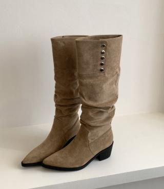 Petite Vintage Knee-High Boots For Women, Versatile Autumn And Winter Design, Versatile Rider Boots, Slimming And Stacked Boots