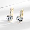 Cute Female White Zircon Stone Round Heart Hoop Earrings Vintage Fashion Gold Silver Color Wedding  For Women