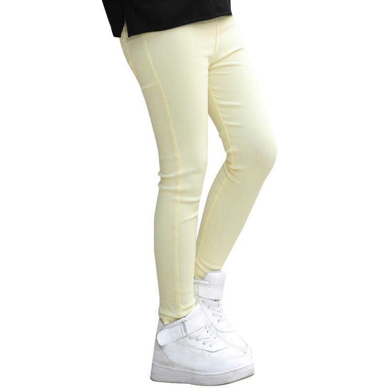 Kinder Mädchen Candy Color Baumwolle Slim Fit Bleistifthose Lässige elastische Hose mit Tasche Einfarbige Legging