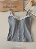 Spring Ribbed Cotton Doll Collar Lace Camisole - Slim Fit, Versatile Fashion Top
