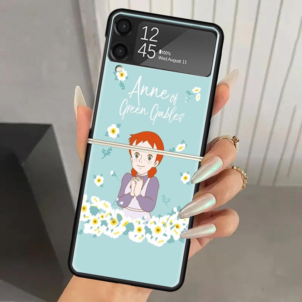 A-Anne Of Green Gables Shirley Hard PC Phone Case For Samsung Galaxy Z Flip 7 6 5 4 3 Black ZFlip7 ZFlip6 Flip5 Flip4 Flip3 5G P