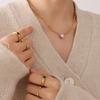 Korean New Trendy Sweet Girl Pink Zircon Inlaid Love Pendant Necklace Internet Celebrity Temperament Design Sense Collarbone Chain