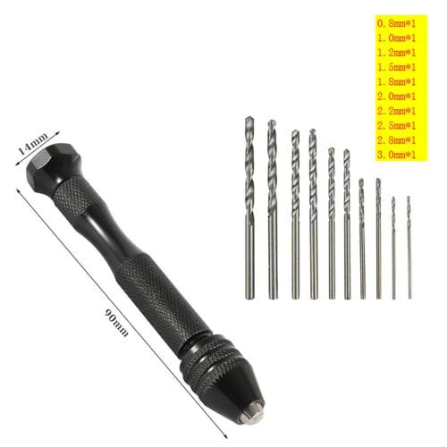 WANJICHENRUI 10-Piece Set with Pin Vise, Hand Drill, Craft Tools, Plastic Model Tools, and Storage Case for DIY Crafts (Black)