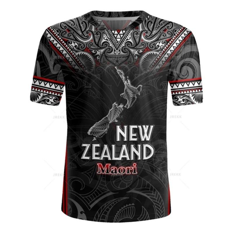 2025 Summer Men's New Zealand Maori Tribe Pattern Round Neck Short Sleeve Comfortable and Breathable Men's Sports and Leisure Top