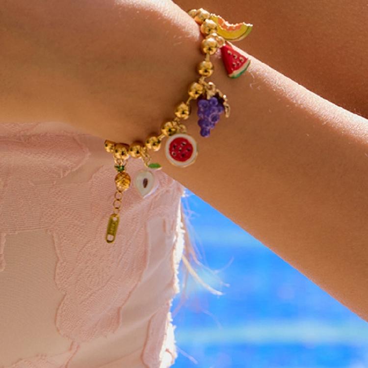 Fashionable Fruit Charm Necklace Bracelet Adjustable Chain Jewelry for Daily Outfits Or Special Occasions