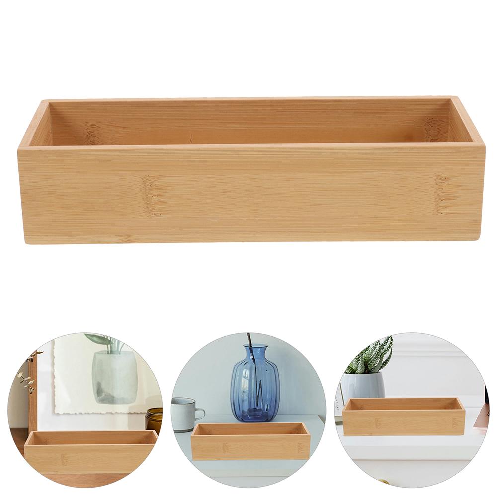 2 Pcs Bamboo Storage Box Square Ganizer Box Small Display Box Crafts Storage Container Home Ganization Drawer Ganizer Wooden Box