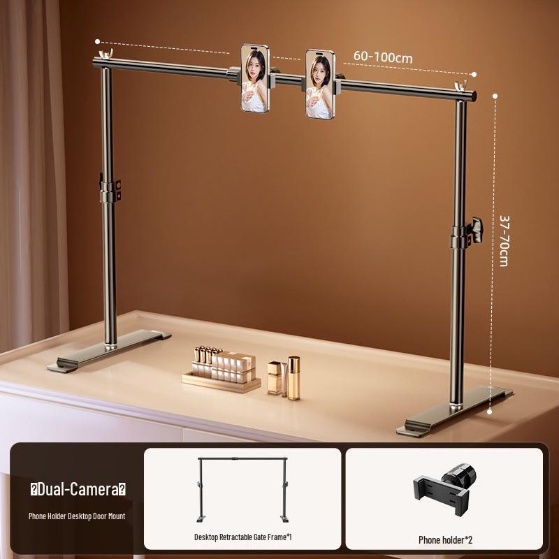 Ruiteng LED Double Row Overhead Fill Light with Telescopic Background Stand and Cloth Holder