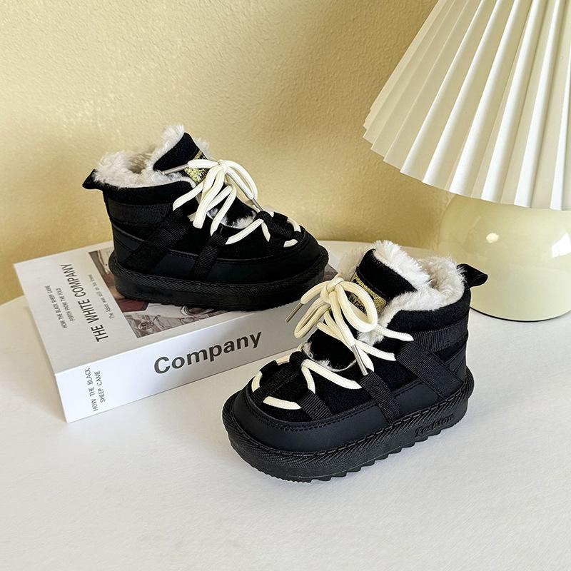 

Зимние детские сноубутсы Теплая обувь для мальчиков Нескользящие модные ботинки для маленьких девочек 24