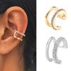 Elegant Double C U-Shaped Non-Pierced Ear Clip Earrings with Diamond Accents