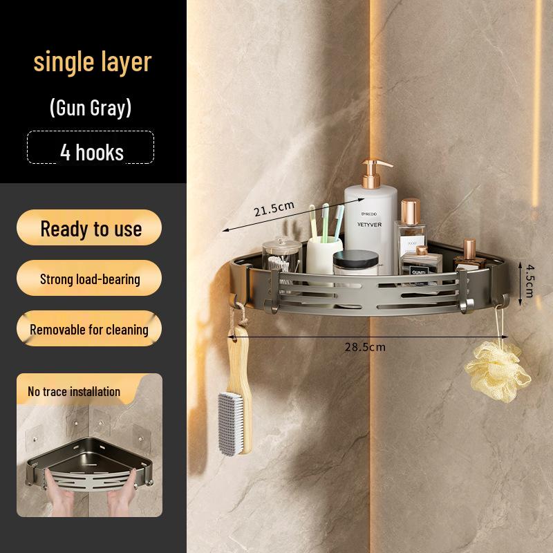 No-Drill Bathroom Corner Shelf Storage Rack
