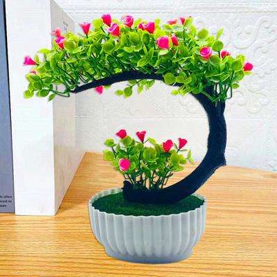 Fake Bonsai Romantic No Watering Plastic Beautiful Artificial Flower Bonsai with Pot