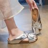 Thick-bottomed Bag Head Half Slippers Women's Outer Wear 2025 Summer New Comfortable Skirt Beautiful Niche Silver Cool Slippers