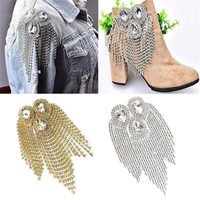 Delicate Pin Beads Tassel Epaulette Rhinestone Long Chain Shoulder Jewelry DIY Classical Brooch Men Women
