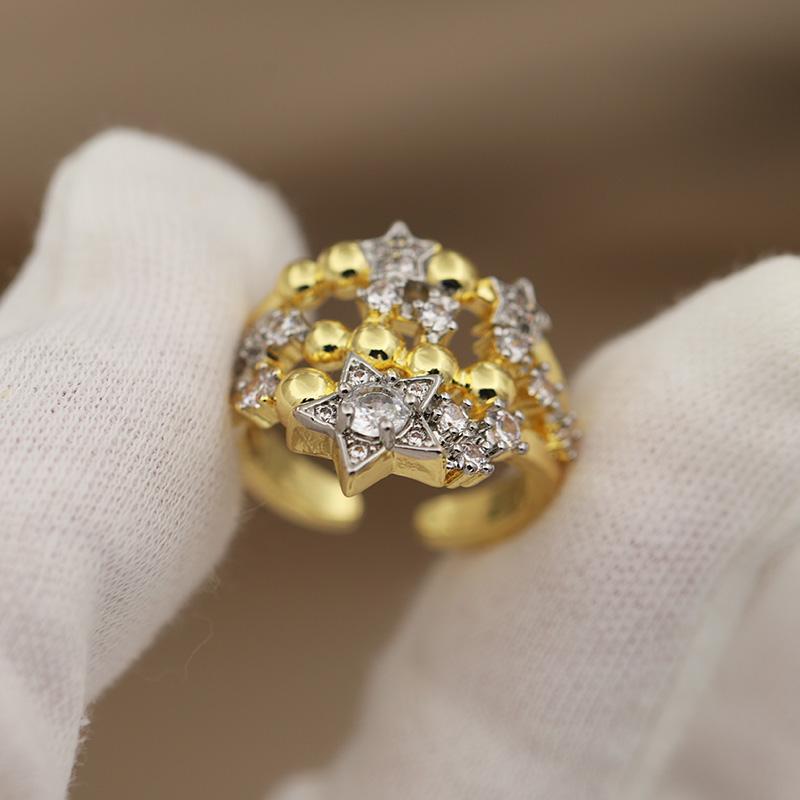 New Sight Accessories Zirconia Metal Beads Open Rings for Women Luxury Crystal Waterdrop Wedding Engagement Rings