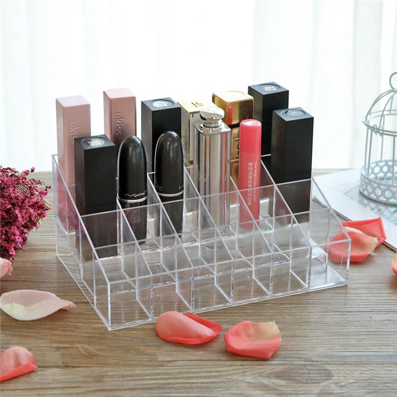 

Прозрачный акриловый лак для ногтей, подставка для карандашей для бровей, органайзер для макияжа и косметики, пластиковый ящик для хранения, настольный, 24 ячейки, держатель для помады 1