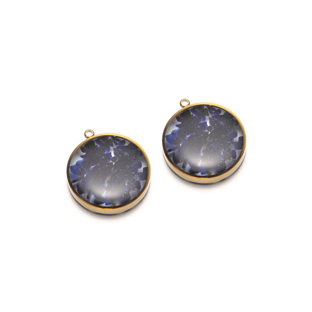 4Pcs Stainless Steel 20mm Round Transparent Glass Enamel Flower Charms for DIY Jewelry Necklace Pendant Bracelet Earrings Making