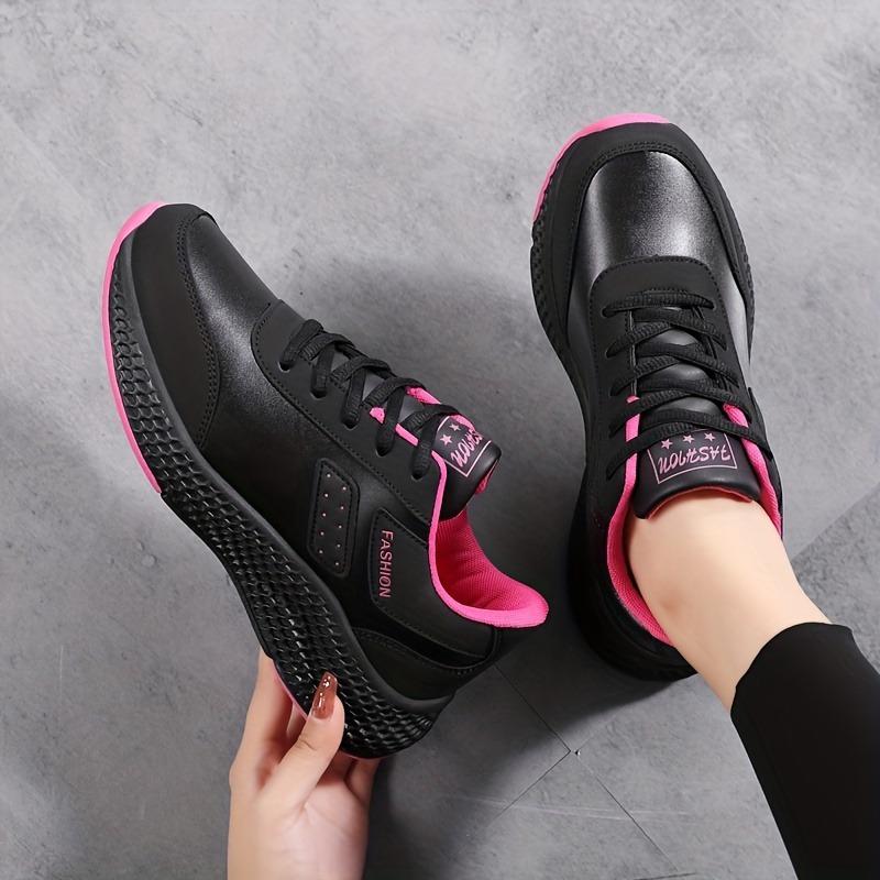 Autumn New Leather Large Size Women's Shoes Casual Sneakers Round Head Flat Heel Fashion Casual Women's Shoes Running Shoes
