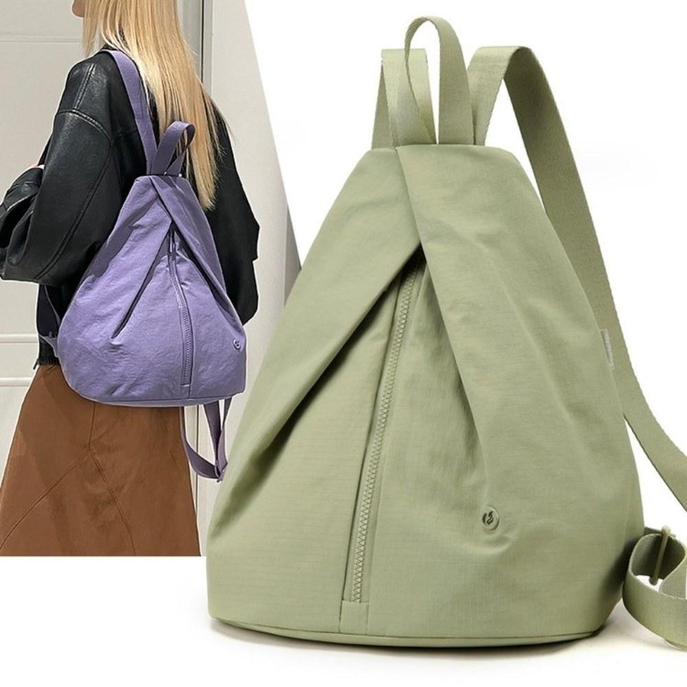 Women Triangle Large Capacity Nylon Backpack with Adjustable Straps for Daily Commute Travel